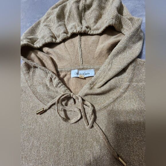 Calvin Klein GOLD LUREX THREAD HOODIE, Size S - Picture 4 of 6